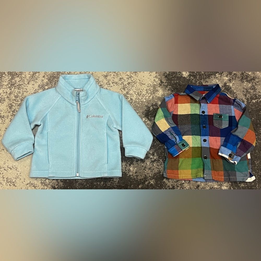 Bundle for Boys 18M Columbia Benton Springs Fleece Jacket Plaid Flannel Shirt